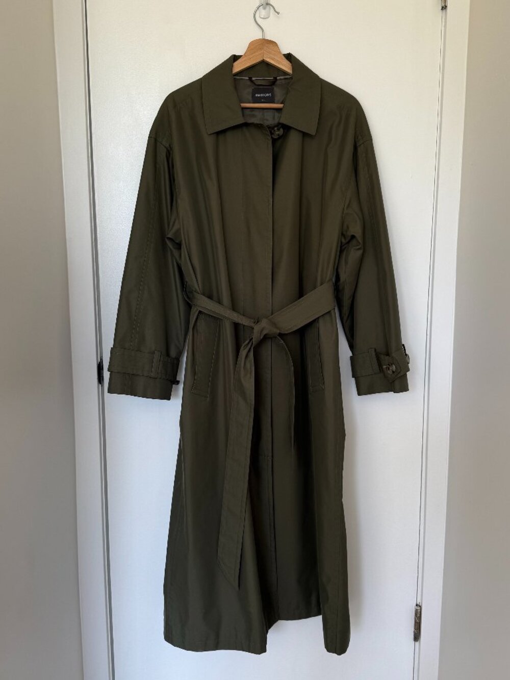 Simons Contemporaine Olive Green Belted Trench Coat, Size L